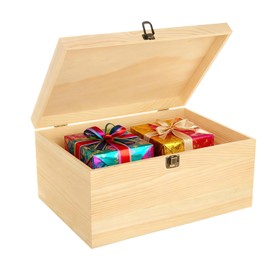 YAYODS Wooden Box with Hinged Lid, 13.7 x 9.8 x 6.7 Inch Large Wood Storage Box, Unfinished Wooden Keepsake Box for Crafts Art and DIY Hobbies, Jewelry, and Home Storage