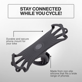 TeamObsidian Bike Phone Mount [ Size L] Made of Durable Non-Slip Silicone. Rotatable Mobile Cellphone Holder/Universal Cradle for All Bicycle Handlebars and 99% of Smartphones: