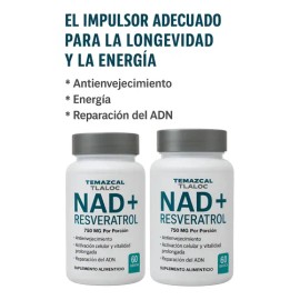 Kit Nad Resveratrol Antioxidante 60 Caps  Temazcal Tlaloc                                                                                             