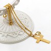 Tobestu Gold Stainless Steel Retro Cross Pendant Rolo Cable Chain