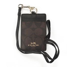 Coach Signature C Brown Black Lanyard, Badge ID Credit Card Holder 63274