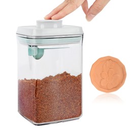 Airtight Brown Sugar Keeper Containers, As Plastic Clear Food Storage Jars with 1 Terra Cotta Brown Sugar Savers and Spoon, One-Touch Opening Jar for Storing Food/Spices/Candies/Coffee Beans (900Ml)