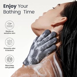 Lingtoolator liating Gloves,Body Scrub Exfoliator for Dead Skin Remover, Exfoliate Sponge Loofah Washcloth Mitt for Men Women (12 Grey)