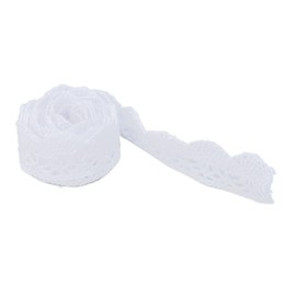 20 Yards Cotton Lace Ribbon, 2cm Width Vintage Lace Ribbon Crochet Cotton Lace Sewing Trim Embellishments(White)