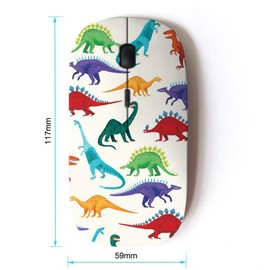 KawaiiMouse [ Optical 2.4G Wireless Mouse ] Dinosaur Pattern White Saurus Kids