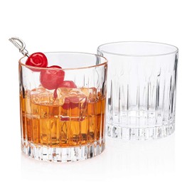 HISTORY COMPANY Clipper Club First Class Rocks Glasses – 1950s Airline-Inspired Crystal Tumblers - Heavyweight Faceted Design, 2-Piece Set (Gift Box Collection)