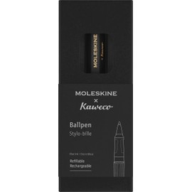 Moleskine Kaweco Ballpoint Pen, Refillable Pen Made of ABS Plastic for Writer, Note Maker, 1.0mm Refill with Blue Ink, Black