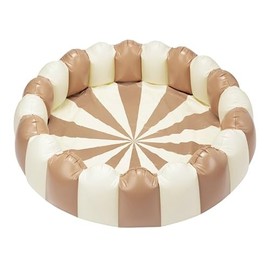 Petites-Pommes Striped Kiddie Pool Inflatable for Toddlers & Kids - Handprinted Classic Foldable Swimming Pool - Durable, BPA-Free PVC Kids Pools with Repair Patch & Storage Bag, Beige, 63 x 18 Inch