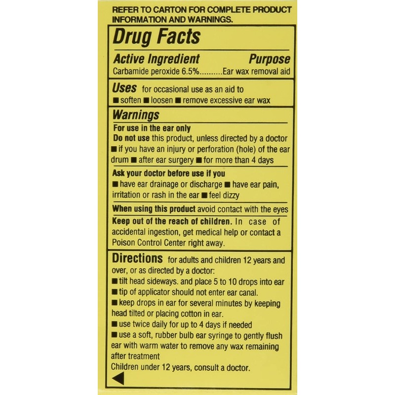 MAJOR Ear Drops Earwax Removal Aid 0.5oz 15mL Carbamide Peroxide