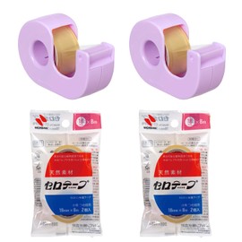 Nichiban CT18DGPP-S2PN2P Cello Tape with Small Roll Cutter, Straight Cutter, Green Nano Blend, 2 Cutters, 4 Replacements, Powder Purple, CT18DGPP-S2PN2P