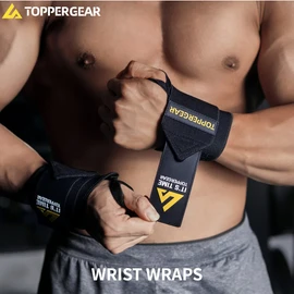 TOPPERGERA Wrist Wraps Professional High Weight Models (Hard Type, Black, 25.6 inches (65 cm)