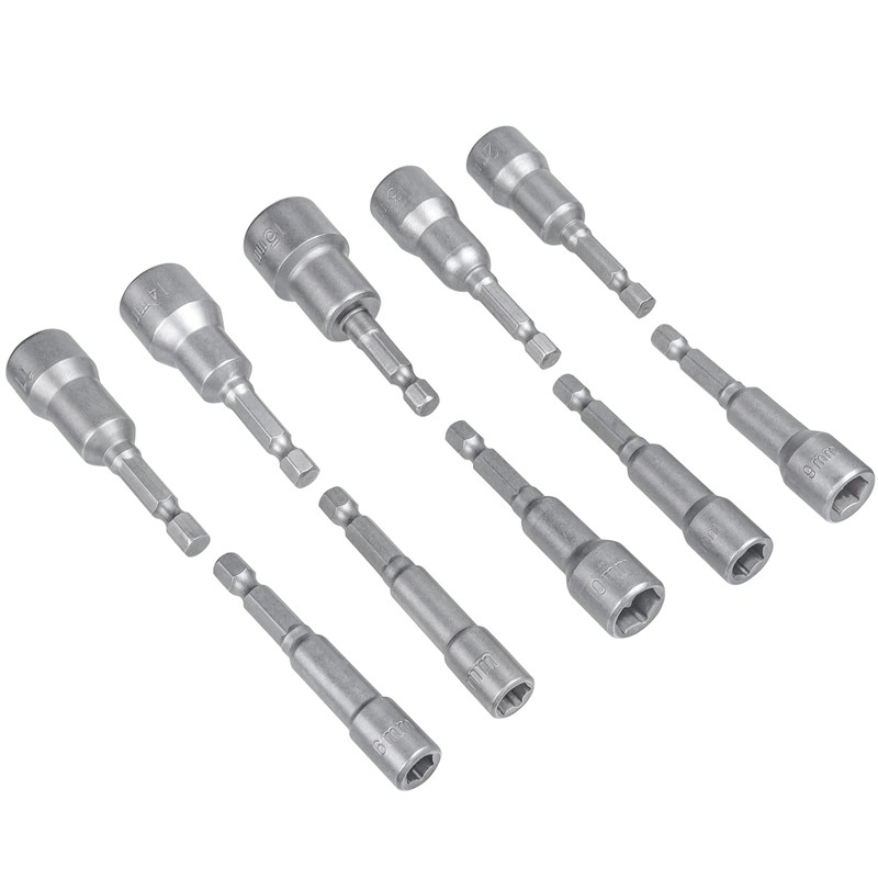 Gasea10pcs Magnetic Hexagon Socket, 6-15mm Nut Setter Driver Drill Bit