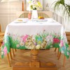 Easter Rectangle Tablecloth, Spring Floral and Bunny Table Cloths Dust-Proof