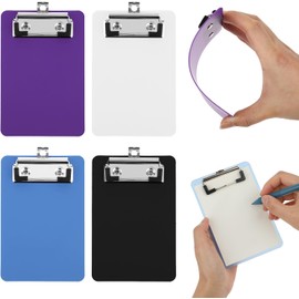 Bewudy Paquete de 4 Portapapeles Pequeños de 4 x 6 Pulgadas, Mini Portapapeles de Bloc de Notas, Portapapeles de Plástico Tamaño Carta con Clip de