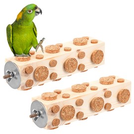 Skyygemm 2 Pieces Bird Chew Toy Wooden Foraging Toys for Birds Parrot Cork Stopper Toys Woodpecker Feeding Toy for Macaws, Small Parakeets, Conures, Budgies, Finches Conure Cockatiel