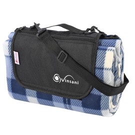 Vinsani 170 x 130cm Folding Picnic Blanket Waterproof & Sandproof Backing - Ideal for Camping & Outdoor Picnic – Checkered Rug Mat with Carry Handle