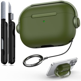 R-fun Compatible with Airpods Pro 2nd/1st Generation Case Cover (2022/2019) with Secure Lock, Music Headset Earphone Protective Case with Cleaning Kit Compatible with Airpods Pro case,Olive