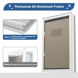 Extra Large Dog Door, XL Dog Door with Self-Closing Insulated Flaps for Extreme Weather, Heavy Duty Aluminum XXL Dogs Doors for Pets Up to 230LBS, for Interior & Exterior Doors, X-Large, Sliver