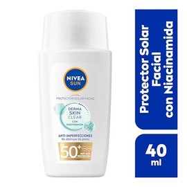 NIVEA SUN Derma Skin Clear Fluido Anti-Imperfecciones FPS50+, 40 ml con Niacinamida, previene brotes y no obstruye poros. Ideal para piel grasa con tendencia a imperfecciones y al acné con toque seco
