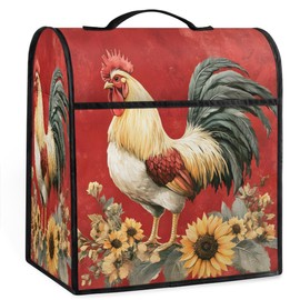 vintage rooster flower Kitchen Aid Mixer Cover With Zipper Pocket Dust Cover Compatible With 6-8 Quart Stand Mixer Washable Blender Covers for Kitchen Appliance Decor Organizer Bag