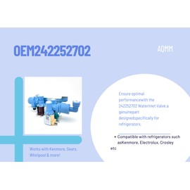 242252702 Refrigerator Water Inlet Valve - Universal Replacement for Frigidaire, Kenmore, Electrolux, Crosley, Fits Models 240531101, AP5671757, PS7784018, 241734301, ps7784018