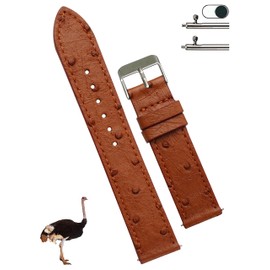 [vinacreations] Men's Ostrich Leather Watch Strap Thin Quick Release Ostrich Leather Replacement Watch Band Slim with Wrist Neck Buckle, 22 mm