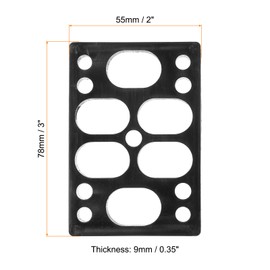 PATIKIL 3/8" Skateboard Riser Pads 2 Pack PU 3x2" Skateboard Riser Pads Angled Wedge Shock Pads Black