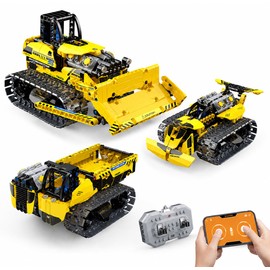 zinat 3 in 1 RC Bulldozer Building Set, STEM Construction Vehicle Kit with App & Remote Control, Tracked Engineering Toy Gift for Kids Boys Girls Ages 6+ - 452Pcs