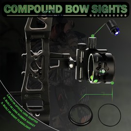 Compound Bow Sights - Bow Sights for Compound Bows, 5 Pin Archery Sights with Light, Four-Way Adjustment Archery Sight (Short)