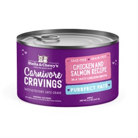 Stella & Chewy's Carnivore Cravings Purrfect Paté - Premium Grain-Free Wet Cat Food - Chicken & Salmon Recipe - High Protein with Bone Broth - Perfect for Picky Eaters - 5.2oz Cans (24 Pack)