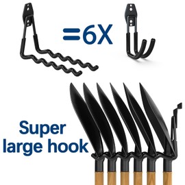 3-H Garage Wall Wave Hooks 56 Pack, Heavy Duty Garage Hooks with Extra Welding Spots, Wall Mount Storage Organizer for Hanging Garden Lawn Tools, Ladder, Bike, WeedEater, Chair, Shovel, Blower (Black)