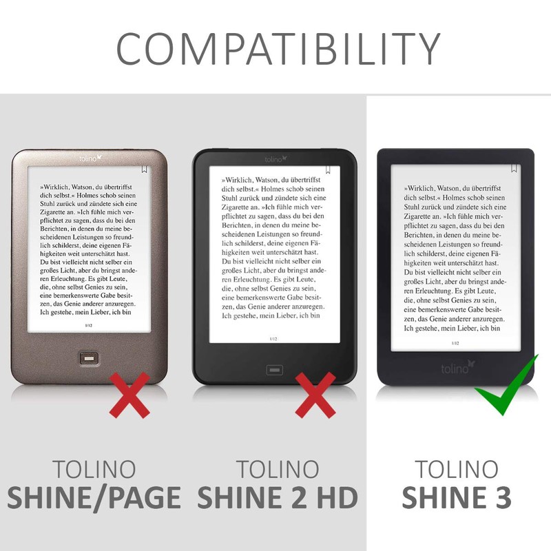 kwmobile Flip Case Compatible with Tolino Shine 3 Case -