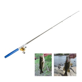 HXYIG Fishing Rod Reel Combo Set Mini Telescopic Portable Pocket Pen Fishing Rod Pole and Reel Aluminum Alloy Fishing Line Soft Lures Baits Jig Hooks