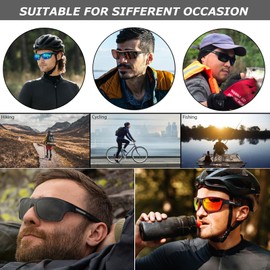 Sunglasses Men Women Polarised Driving Fishing Running Wrap Around Sun Glasses Unbreakable Frame Goggles with Glasses rope Strap UV Protection