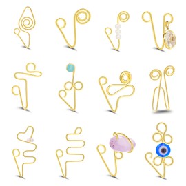 Gmai African Nose Cuff for Women Non Piercing Fake Nose Ring Clip On Nose Cubic Zirconia Evil Eye Pearl Faux Cartilage Ring Nose Cuff for Women (12pcs)