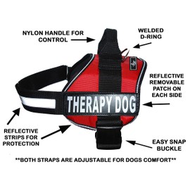 Therapy Dog Harness Service Working Vest Jacket Removable Patches,Purchase Comes with 2 Therapy Dog Reflective pathces. Please Measure Dog Before Ordering. (Girth 12-16", Red)
