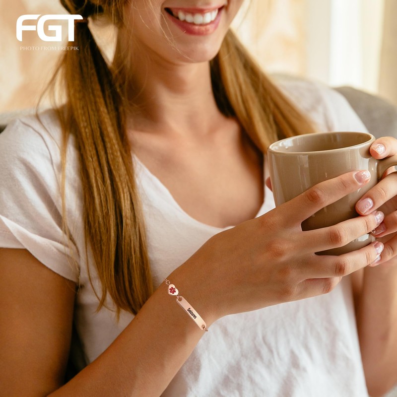 FGT Parkinson's Disease Rose Gold Medical Alert ID Bracelet for