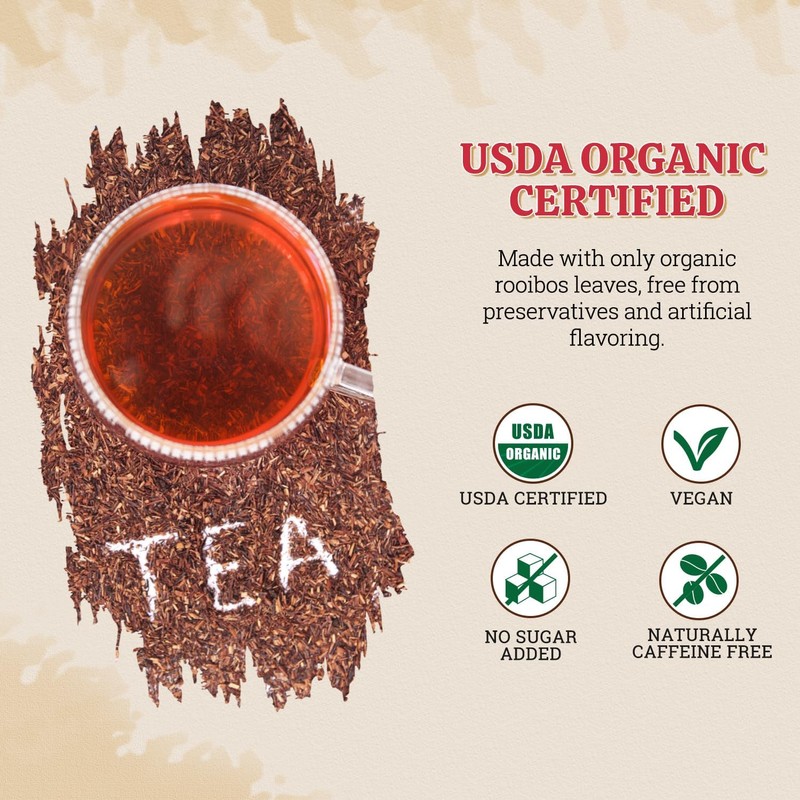 52USA Organic Rooibos Tea, 1 LB, Red Rooibos Loose Leaf