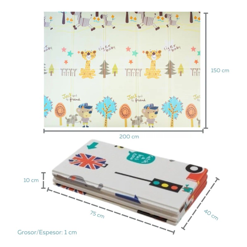 Tapete De Juego Plegable 1.55 X 2.00 Para Bebés Doble