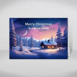 Special Family Christmas Card, A5 Size Christmas Card for Special Family, Luxury Christmas Greeting Cards with a Christmas Wishes Greetings Verse Inside: Winter Log Cabin Christmas Card