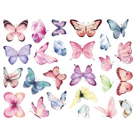 Butterfly Wall Sticker for Children's Room Girls, Pack of 2 Butterflies Wall Stickers, 25 Butterflies Wall Decoration, for Girls, Baby Room, Living Room, Bedroom, Home, Kitchen, Window Wall Decoration