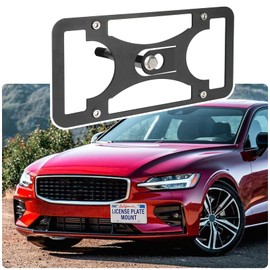 No Drill License Plate Holder Compatible with Volvo XC60 2018-2023 Front Tow Hook License Plate Mount Bumper Bracket Holder Car Tag Frame Adapter Accessories