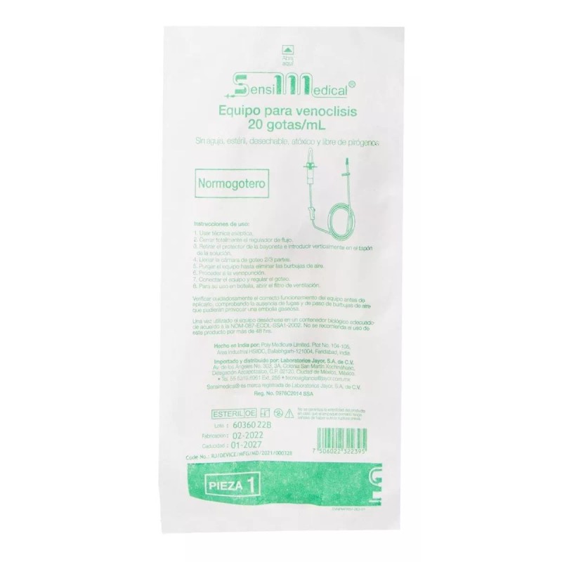 Sensi Medical Equipo De Venoclisis Normogotero 20 Gotas - Sensimedical