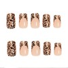 Square Press on Nails Short Fake Nails with Designs Leopard