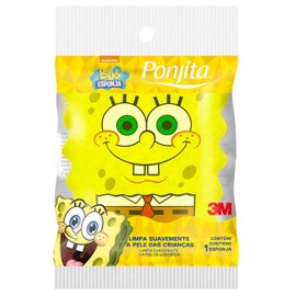 3M Ponjita, Esponja de Baño para Niños Bob Esponja, Suave, 12,5 cm x 10,5 cm, 1 Unidad