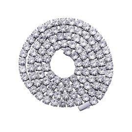 TOPGRILLZ Tennis Necklace Chain for Men 1Row 4mm/6mm 14K Gold Plated Iced Out Diamond Necklace for Women (4mm-White Gold Plated, 18)