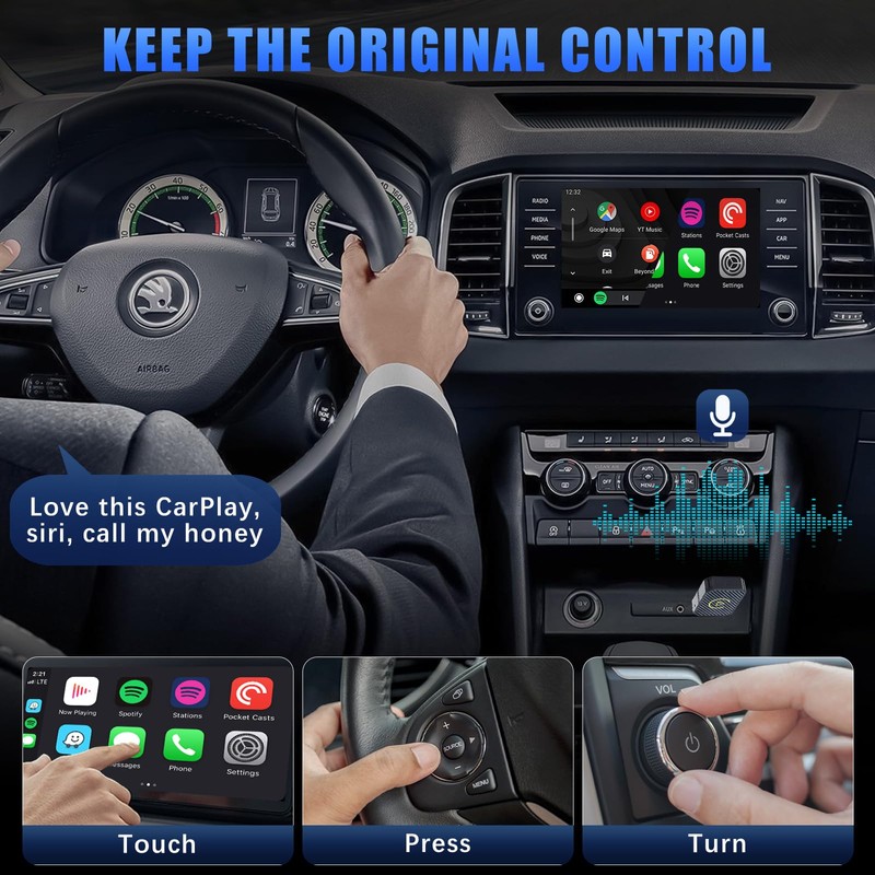 2-in-1 Wireless Adapter for Android Car and CarPlay, USB-C/A, Plug