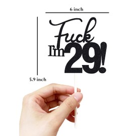 29 decoraciones para tartas, 29 decoraciones para tartas de cumpleaños, purpurina negra, divertida decoración para tartas de 29 años para hombres, 29 decoraciones para tartas para mujeres, decoraciones de 29 cumpleaños, decoración para tartas de 29 cumpl