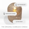 Luminara Realistic LED Moving Flame Pillar Candle, Gold Metallic Glitter,