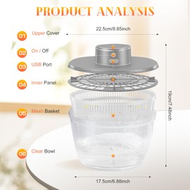 Salad Spinner Stainless Steel Large, Completely Automatic Salad Spinner for Vegetable Preparation for Fresh, Crisp